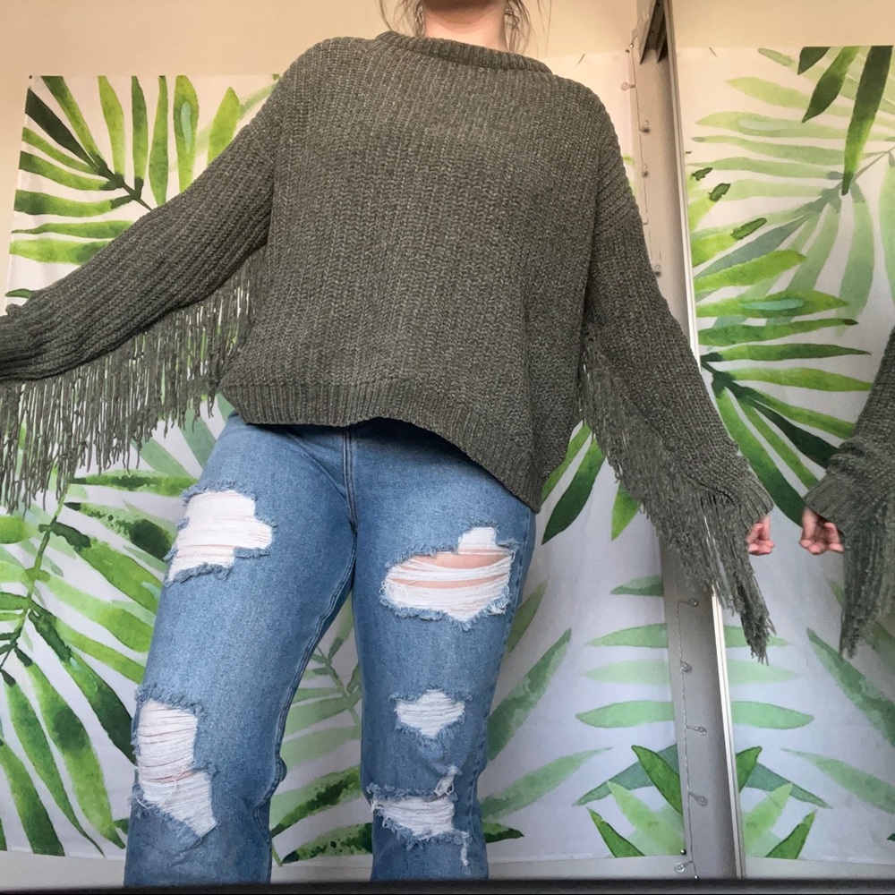 Brave Soul Fringe Tassel Oversize Sweater